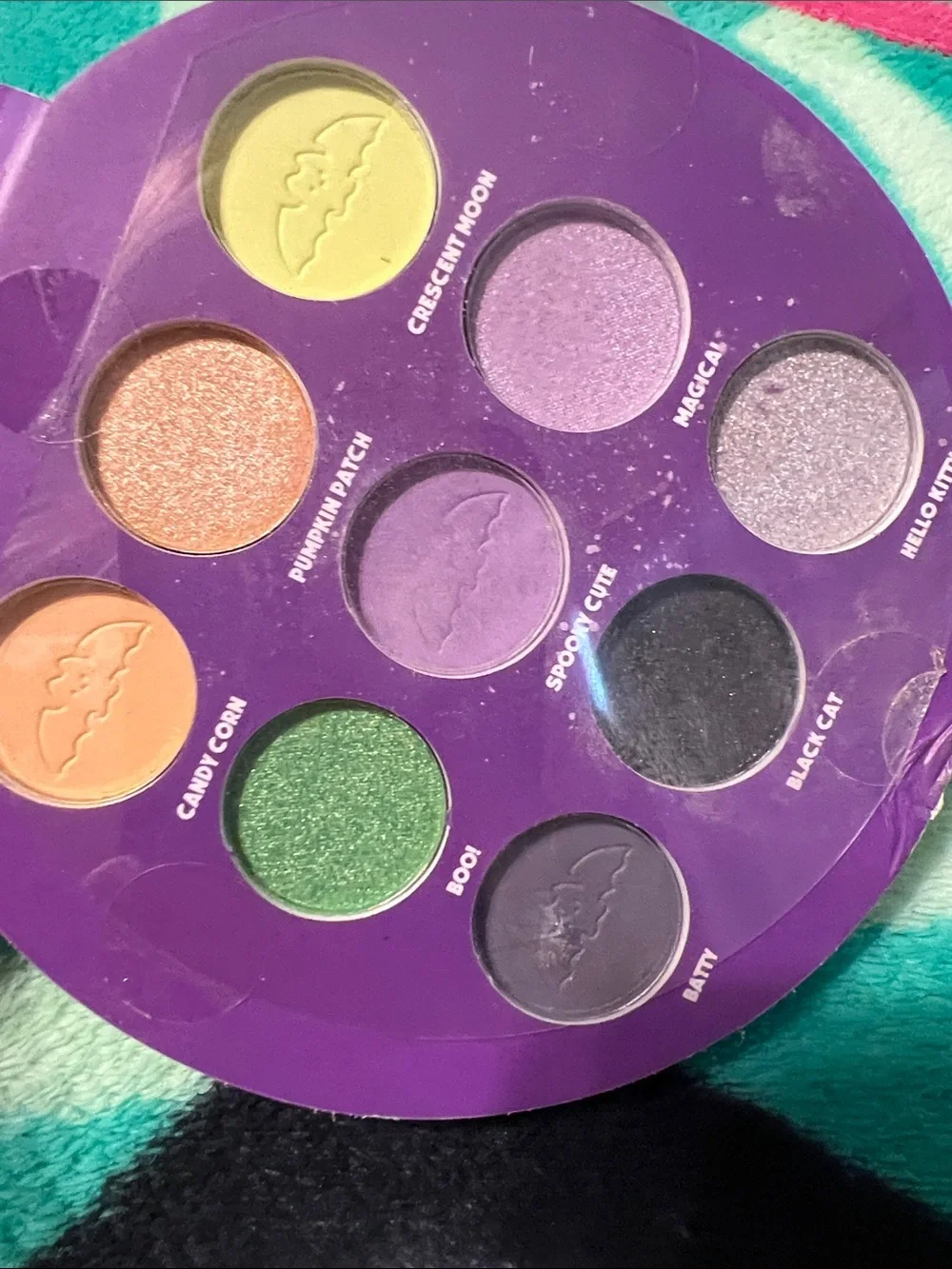 Hello Kitty Halloween Eyeshadow Palette - Purple, Yellow, Green, Black, Silver
